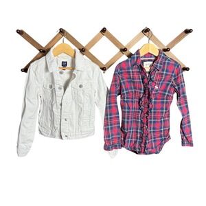 Gap Kids Denim Jacket & Abercrombie Kids Plaid Ruffle Girls youth sm/med Bundle